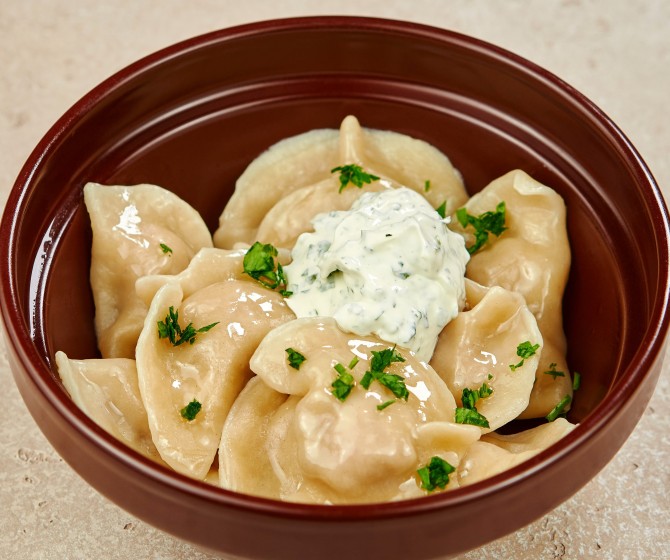 Пельмени с бараниной, сметаной, чесноком и зеленью XL